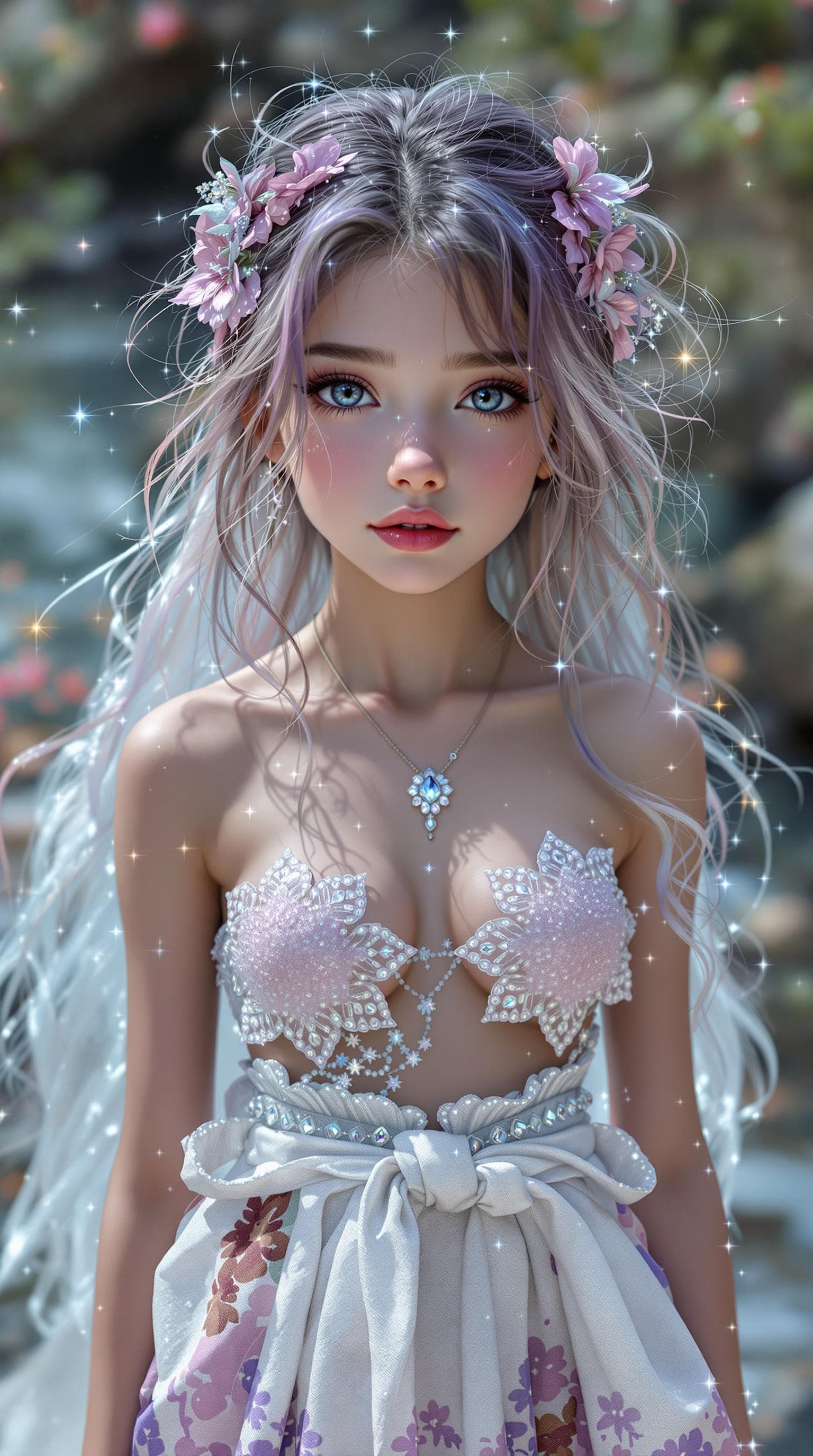 AI generated: a professional photo of a exceptionally of the most beautiful fae girl (age 13) in the world fae  wi...