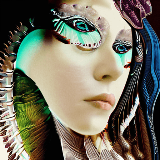 AI generated: Goddess close-up portrait ribcagel. jellyfish phoenix head, nautilus, orchid, skull, betta fish,Larg...