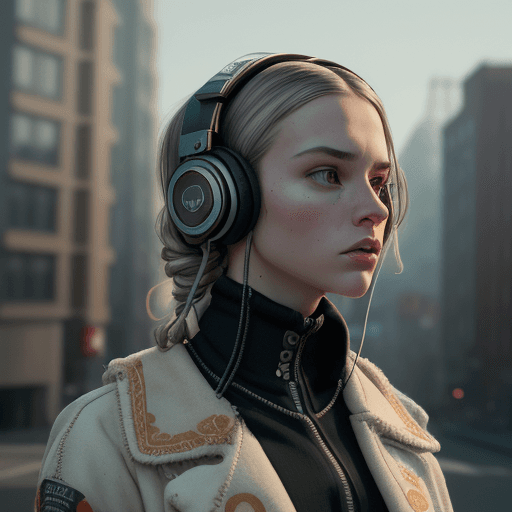 AI generated: Modern, 2020s, detailed cinematic shot from, realistic cinematic scene, An Hipster woman adorned in ...