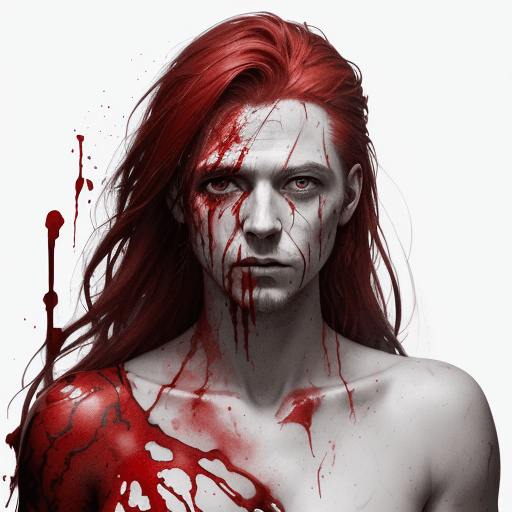AI generated: (rfktrstyle A half body portrait of a battered and injured Thor covered in cuts and blood, half body...