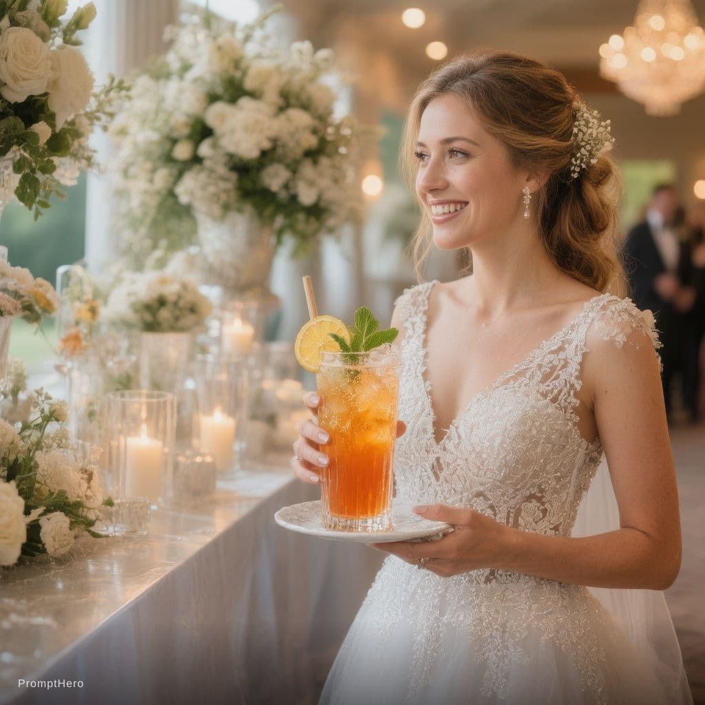 AI generated: get me image of a reception drinks of a wedding