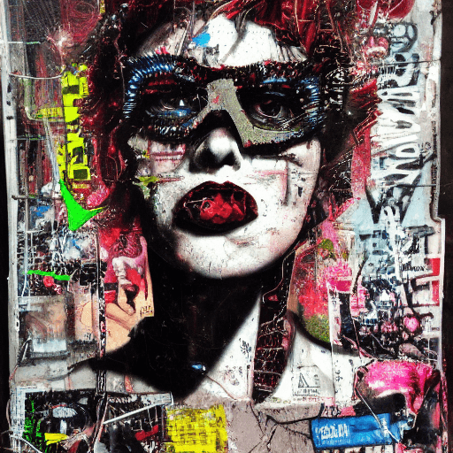 AI generated: Ultra detailed medium portrait painting, torn up punk poster, broken circuitry background, matrix ef...