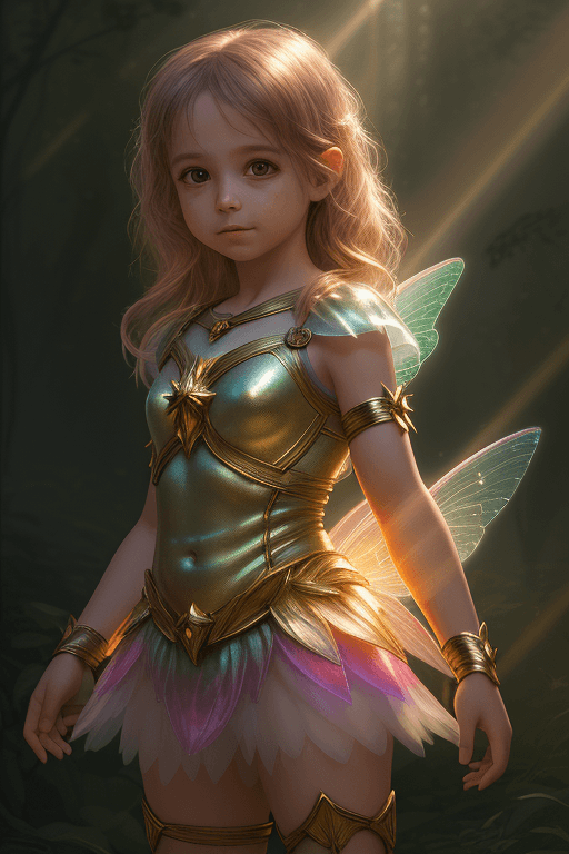 AI generated: amazon girl, 4-year-old, ultra detailed, fairy lighting, photorealistic, bright colors, volumetric r...
