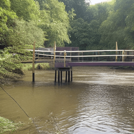 AI generated: Inclusive bridge with the disabled community, it is located on the river surrounded by leafy forest