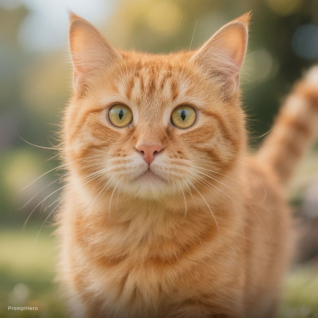 AI generated: Kucing warna oranye lucu sedang berdiri 