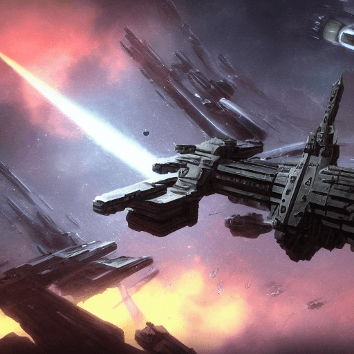 AI generated: space pirates fleet attacking a giant imperial space station :: futuristic space combat, space comba...