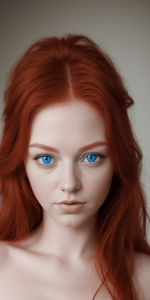AI generated: Red haired blue eyed realistic
