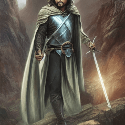 AI generated: Aragorn from Lord of the Rings, dungeons and dragons style | whole body| detailed face| fantasy rogu...