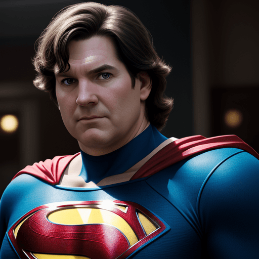AI generated: Javier Milei, as superman,  55 years old,  fat, medium close up, cinematic, disney character style, ...