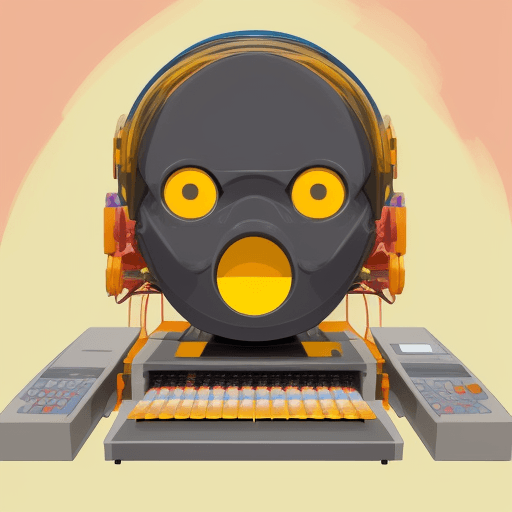 AI generated: Illustration of numbers, math simbols, composing a machine with human-like face, colorful