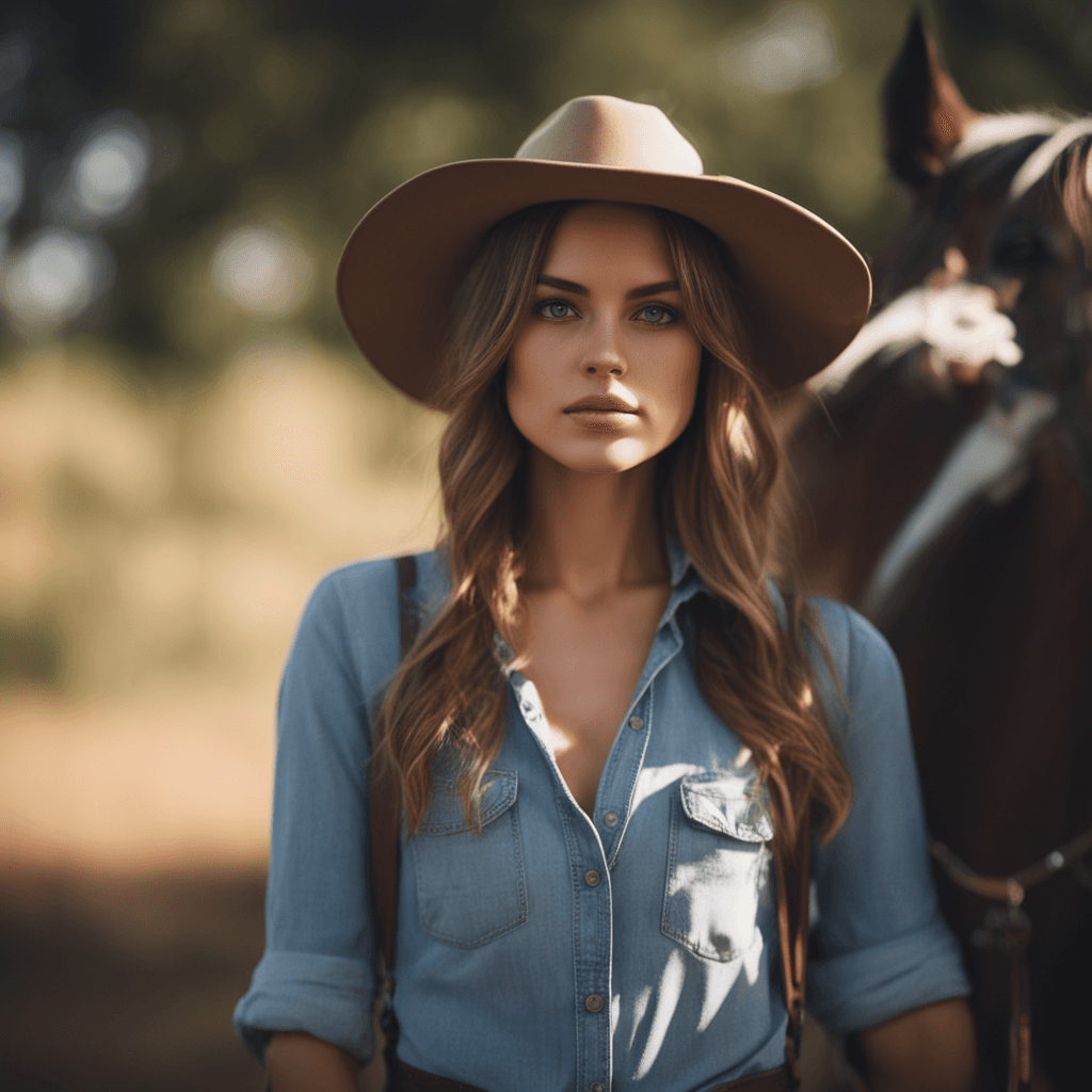 AI generated: Beautiful farm girl, western style, realistic photography