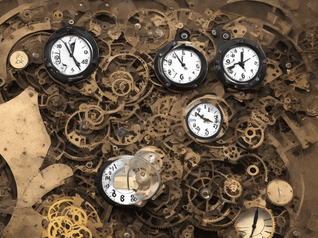 AI generated: high tech countdown timer, video production, curious steampunk devices
