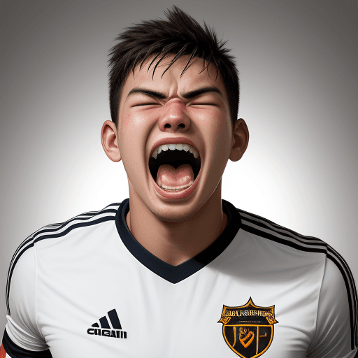 AI generated: soccer player portrait screaming, with logo GK8 in his shirt