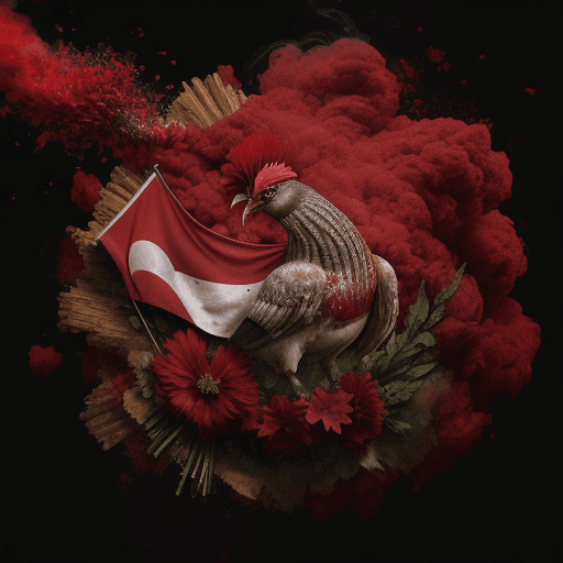 AI generated: turkey, 4k image, flag, realistic, flowers copihue, colors, red smoke. splatter