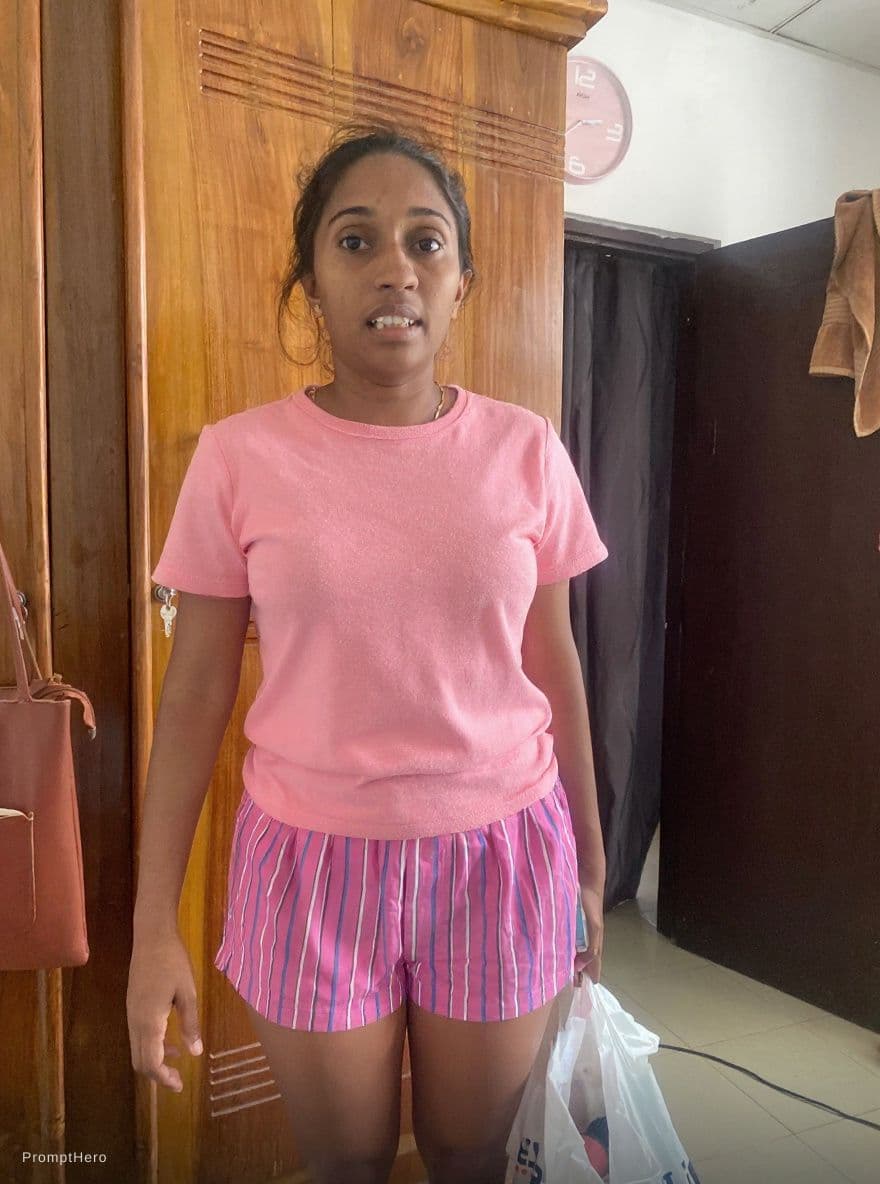 AI generated: With bra and short 