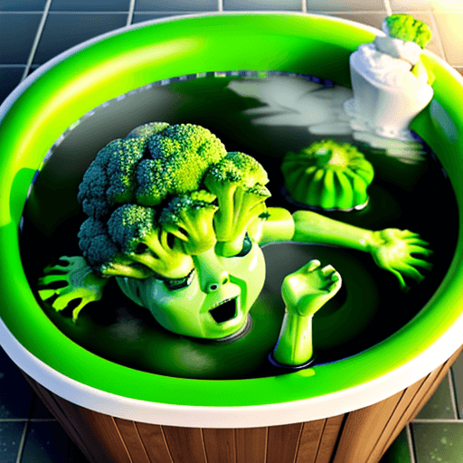 AI generated: human broccoli chilling in a hot tub ultra realistic 4k
