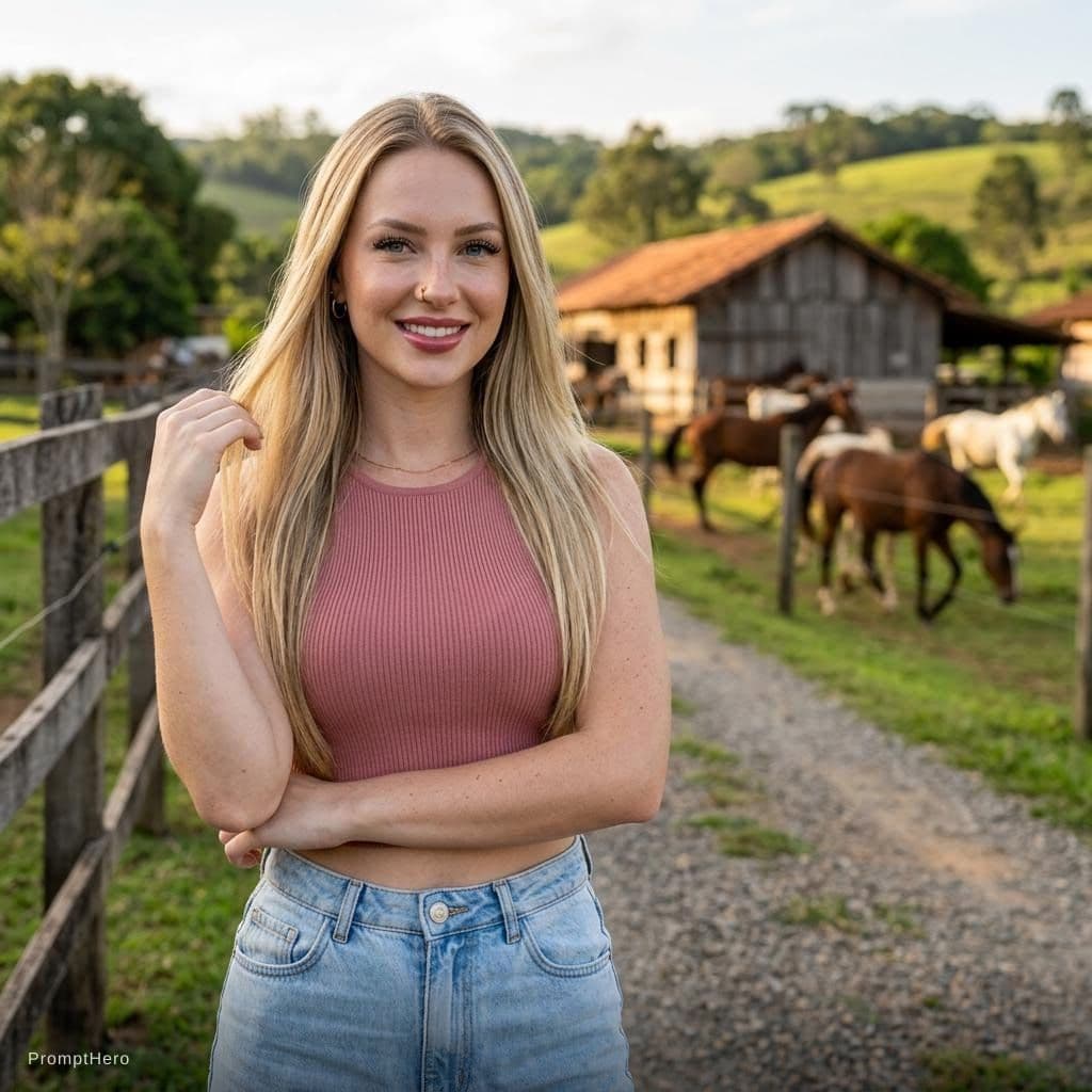 AI generated: Ultra-realistic photo of a beautiful young blonde woman with long straight blonde hair, light blue e...