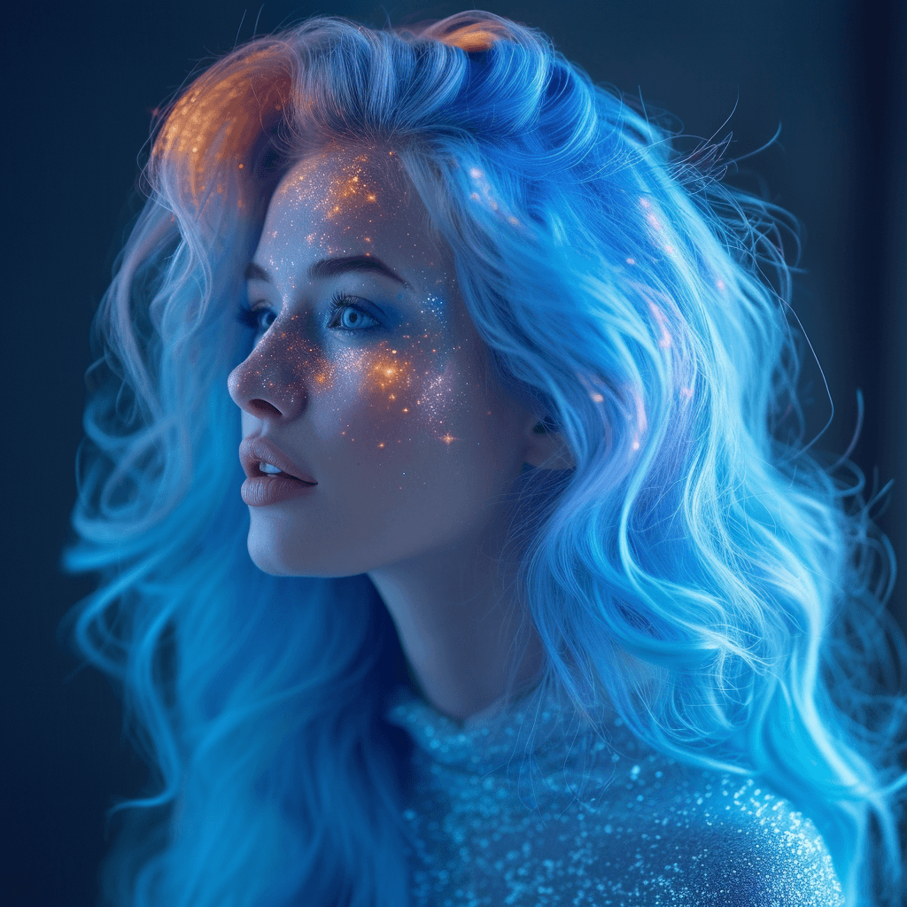 AI generated: a woman with galaxy for hair --s 750 --v 6.0