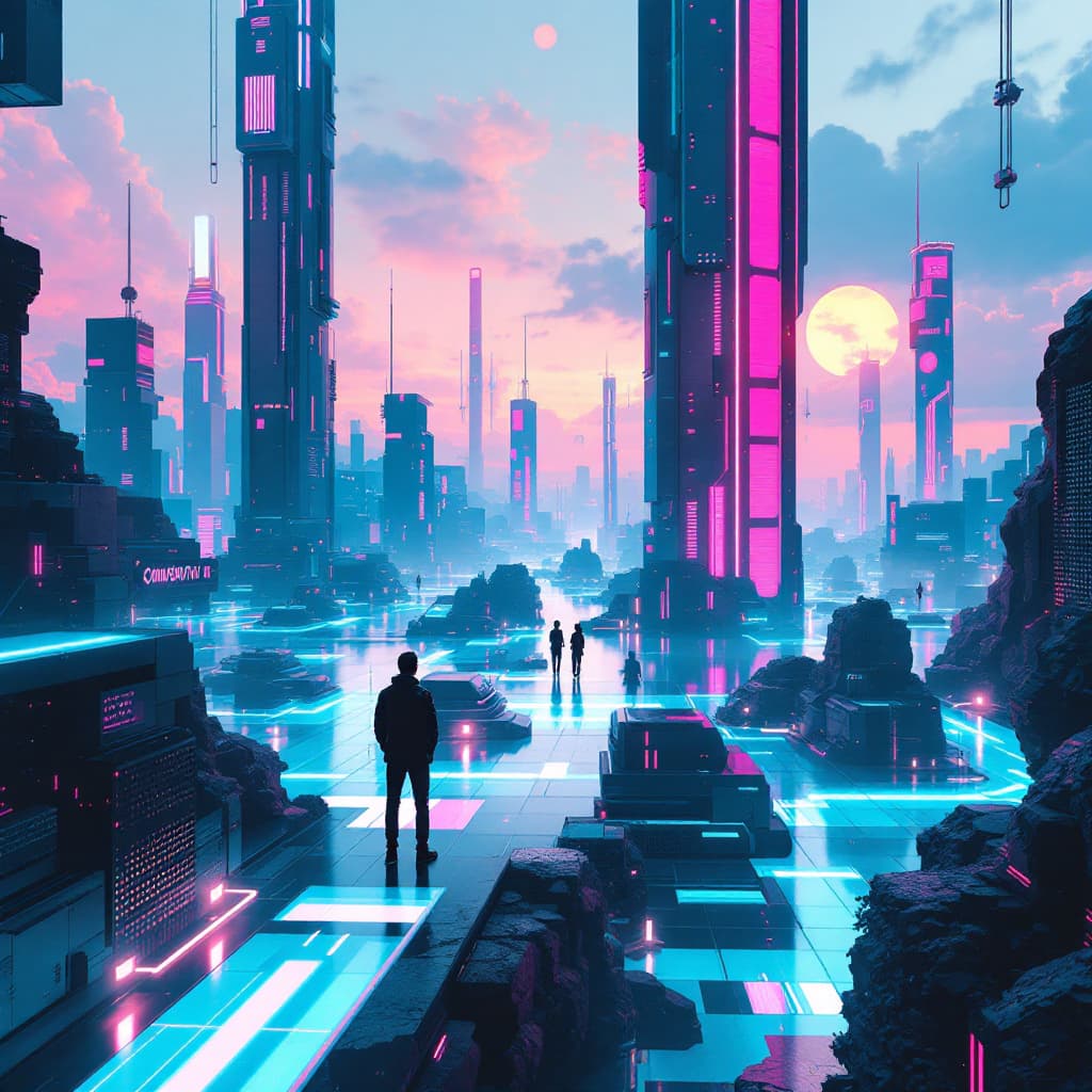 AI generated: A random strange image of a futuristic scenario in the style of Futuristic Grid Aesthetics




