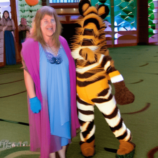 AI generated: tony the tiger from kellog's cereal meets tiger from winnie the pooh at a batmitzva

