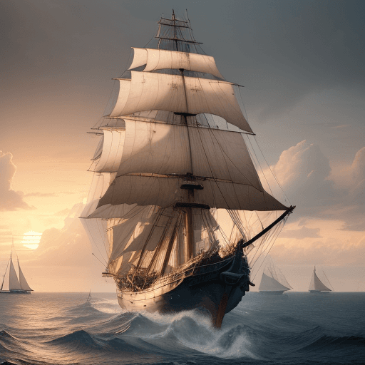 AI generated: Photo of a ultra realistic sailing ship, dramatic light, pale sunrise, cinematic lighting, battered,...