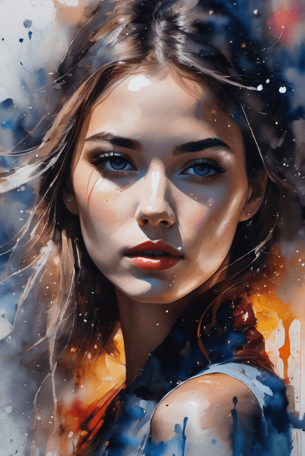 AI generated: A beautiful woman created from random paint blotches and brush strokes, abstract watercolors, slowly...