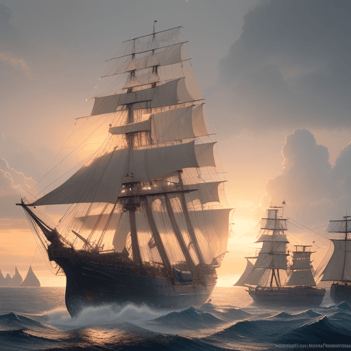 AI generated: Photo of a ultra realistic sailing ship, dramatic light, pale sunrise, cinematic lighting, battered,...