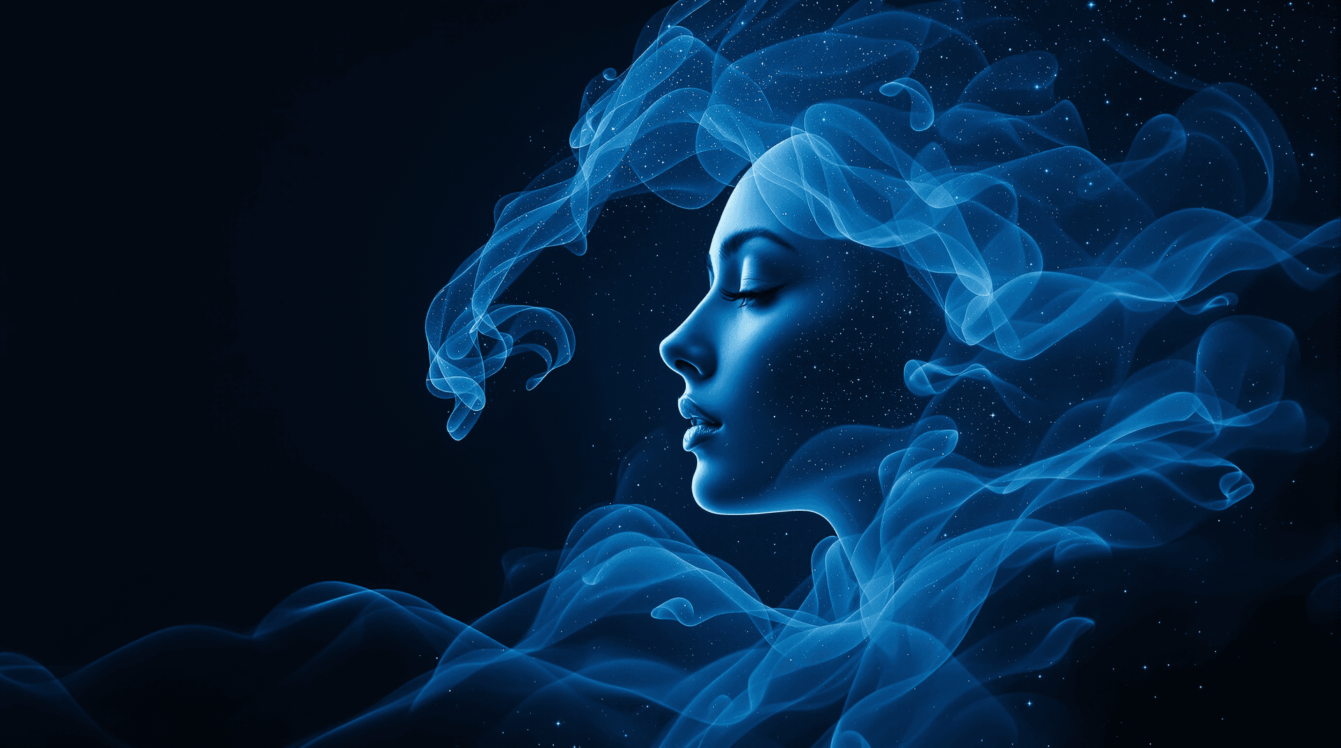 AI generated: surreal semi realistic landscape photograph, cool blue light to dark gradients, muted soft tones, da...