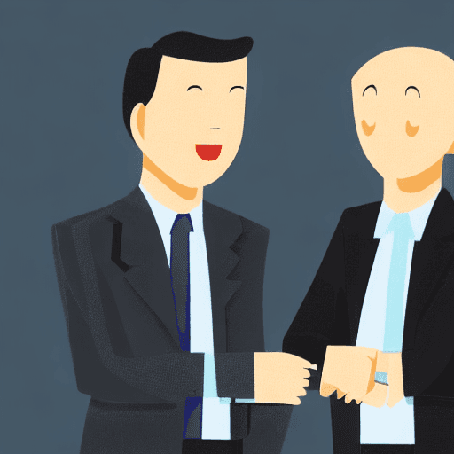 AI generated: Depict two business figures nodding at each other from a distance, indicating a casual acquaintance ...