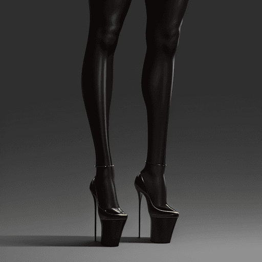 AI generated: strong tall female amazon woman wearing black high heels, 8k