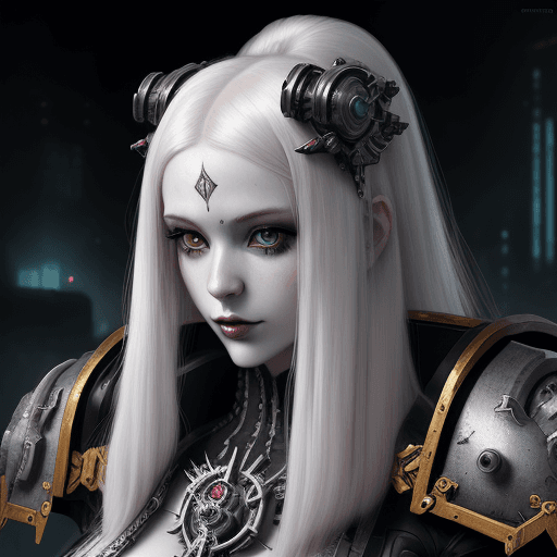 AI generated: Portrait of a beautiful pale gothic maiden, warhammer 40000, cyberpunk, intricate, elegant, highly d...