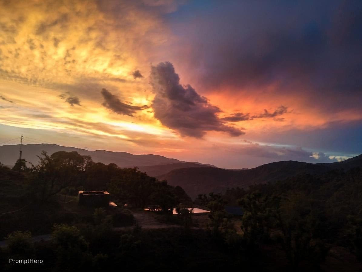 AI generated: Create a beautiful clouds with sunset 