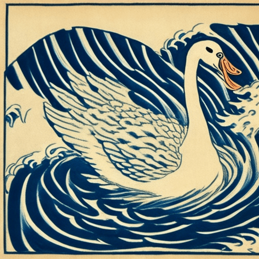 AI generated: Draw a goose that looks like the feudal Japanese style, something similar to the style of The Great ...