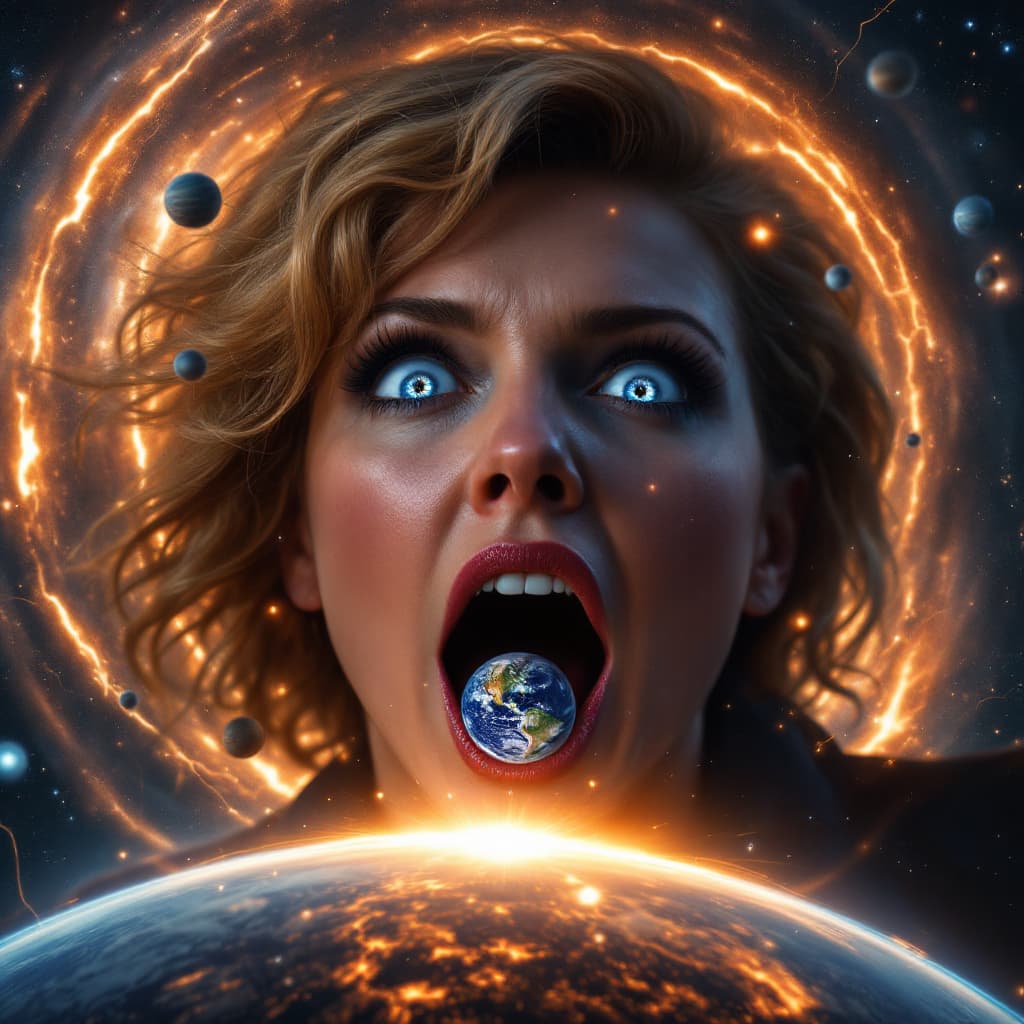 AI generated: enormous giantess actress Jodie Whittaker as the 13th Doctor from Doctor Who
bigger than a galaxy fl...