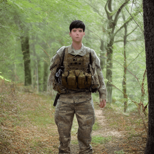 AI generated: perfect anime quality, (beautiful:1.2), school, (brown hair, soldier, united states army, military),...