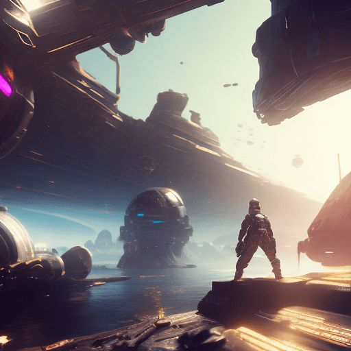 AI generated: best quality, cinematic, futuristic, a space pirate hunting for treasure, travelling through cosmos,...
