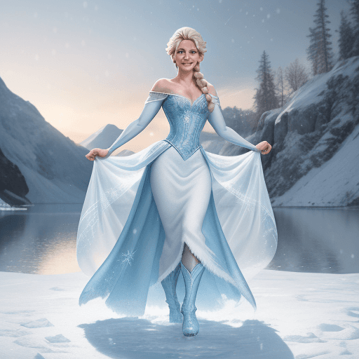 AI generated: Elsa from Disney Live series, (detailed stunning snow environment), cinematic, cover art, full body,...