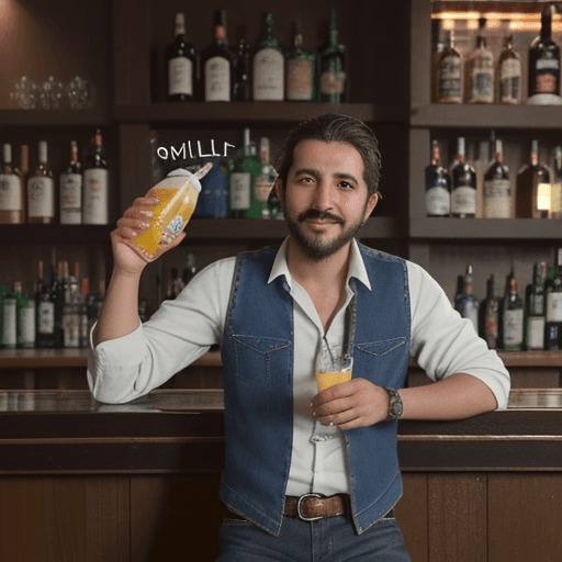 AI generated: Simón llega a un bar con sus amigos para celebrar su cumpleaños. Pide una botella de Machaquito, su ...