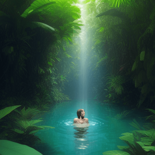 AI generated: freedom to breathe always, in the jungle, Telluric osmotic aquatic 
