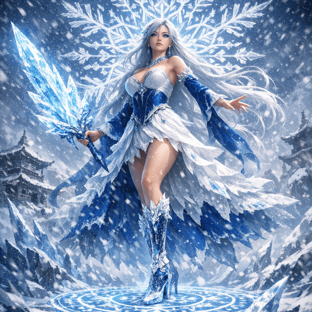 AI generated: A vertical high-fantasy masterpiece illustration of a majestic, powerful erotic beautiful young East...