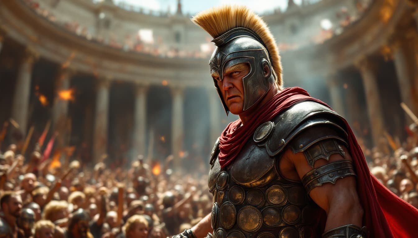 AI generated: trump is gladiator 