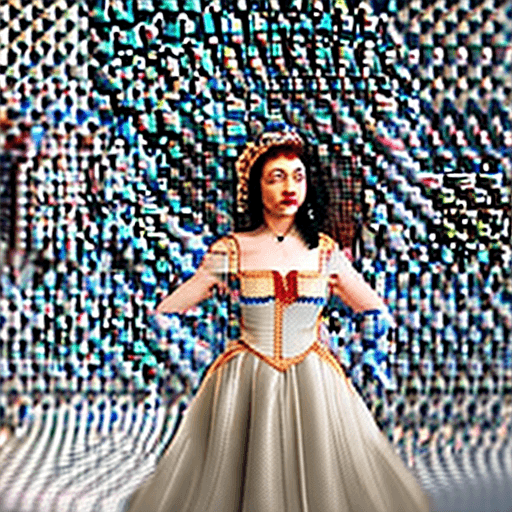 AI generated: woman dressed as snow white, natural makeup, flirting, dreamy background, (((full body visible))), l...