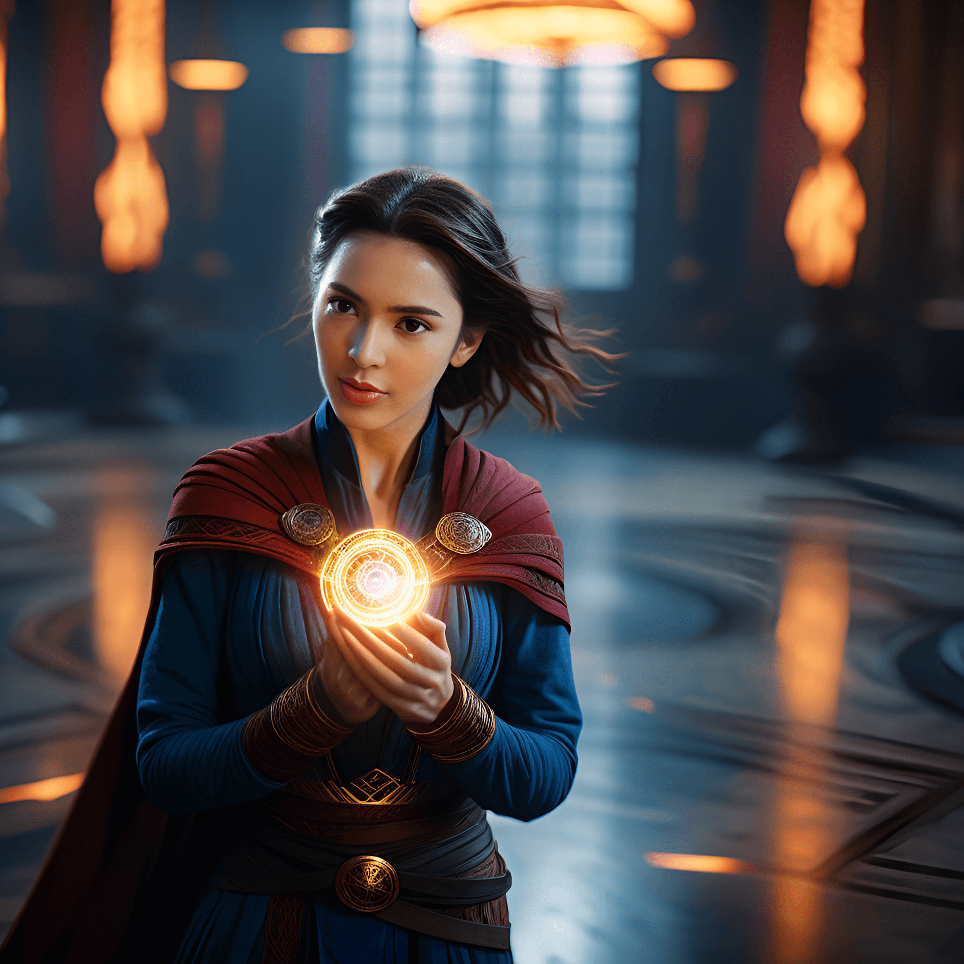 AI generated: highly detailed photograph portrait woman wear doctor strange style, Hyperrealism, cinematic lightin...