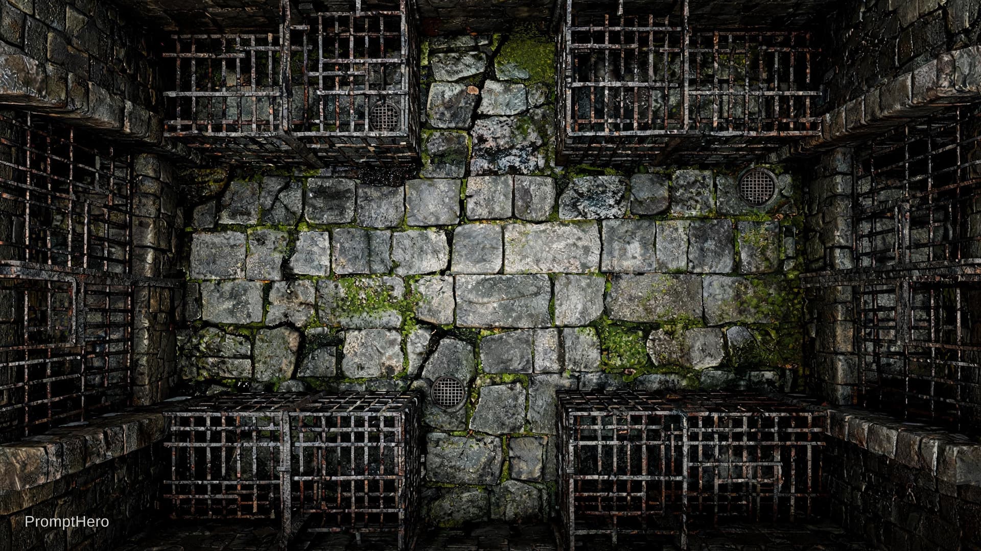 AI generated: need a floor from a prison in 1825 Madagascar palace dungeon from top view 