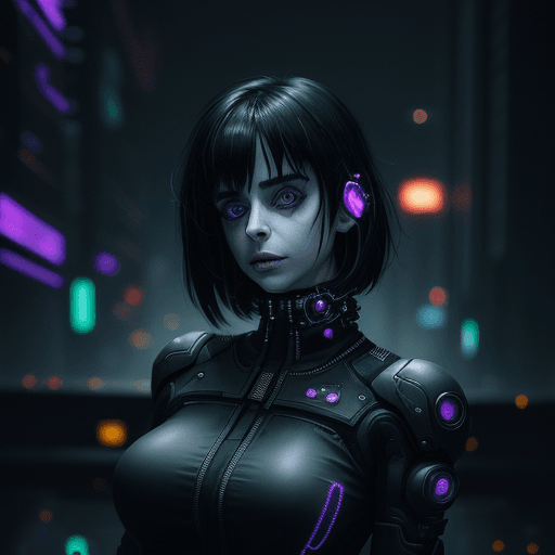 AI generated: Female, Cyberpunk Night City, black hole, singularity, apocalypse, nihilism, Cthuru, grand worldview...