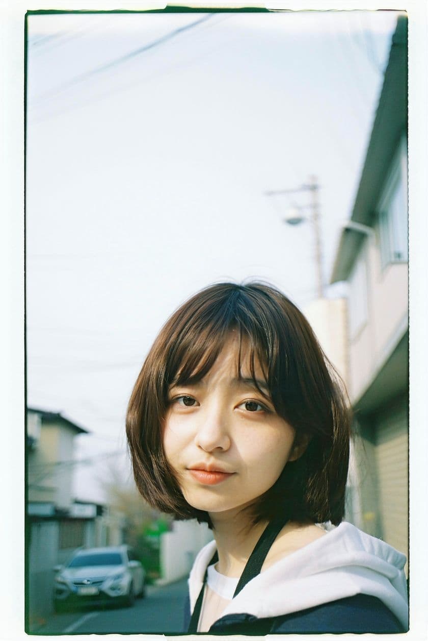 AI generated: Japanese girl, 18-21 years old, brown hair, high-quality photo portrait, shot on a Polaroid camera, ...