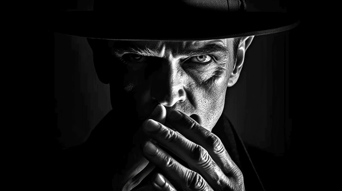 AI generated: black and white photography, chiaroscuro, in style of Ralph Gibson and Yousuf Karsh, cinematic, dyna...