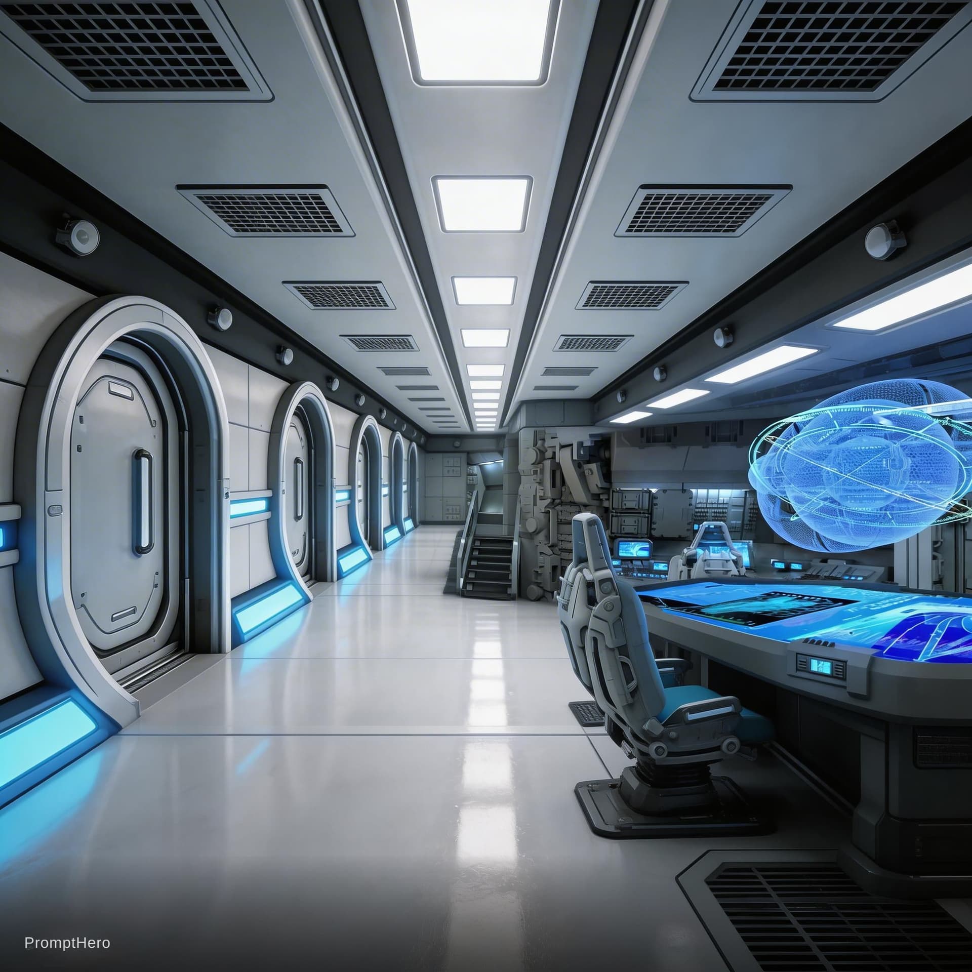 AI generated: Sci-Fi Scene. Give reference image 2 the same structural feel and design as reference image one. Sho...
