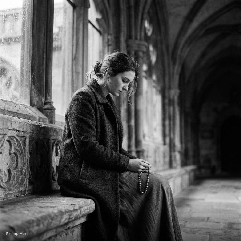 AI generated:  black an white focus calm and gothic mood