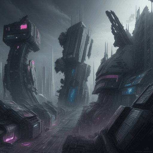 AI generated: destroyed futuristic city



